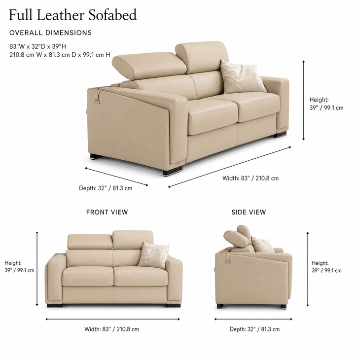 LESLIE Full Leather sofa bed
