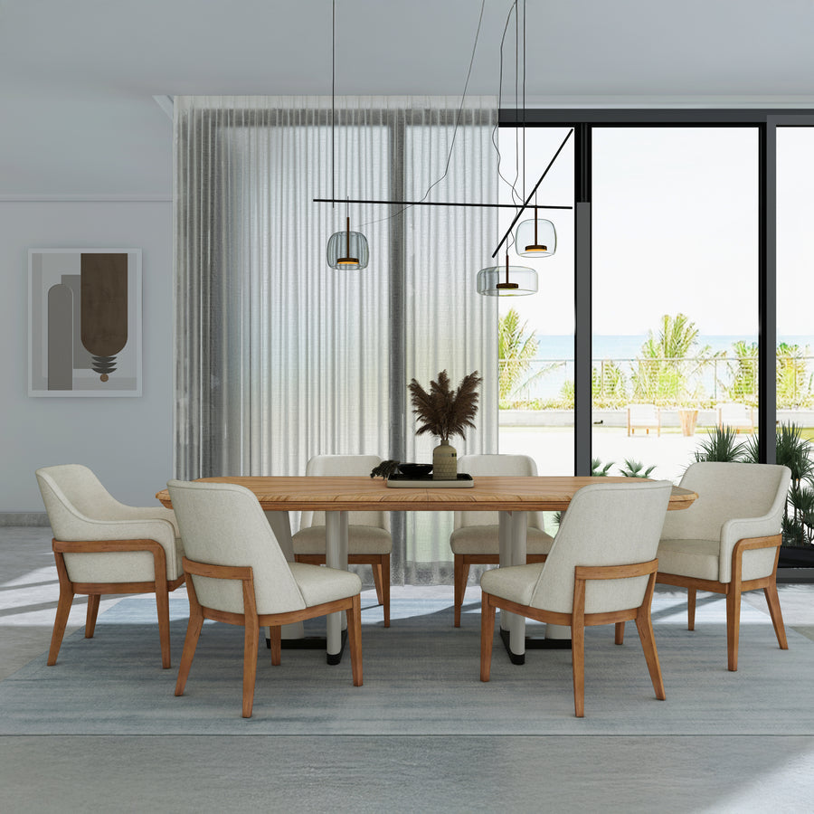 PORTICO White & Wood Side Dining Chair