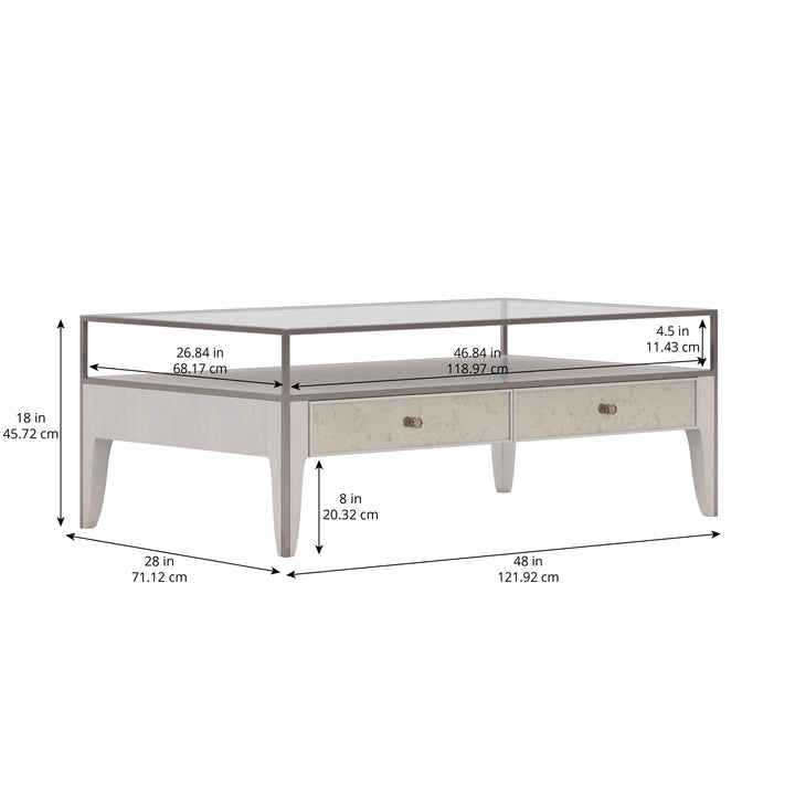 MEZZANINE Dove Grey Wood 2 Drawers Coffee Table