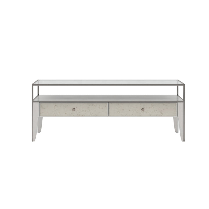 MEZZANINE Dove Grey Wood 2 Drawers Coffee Table