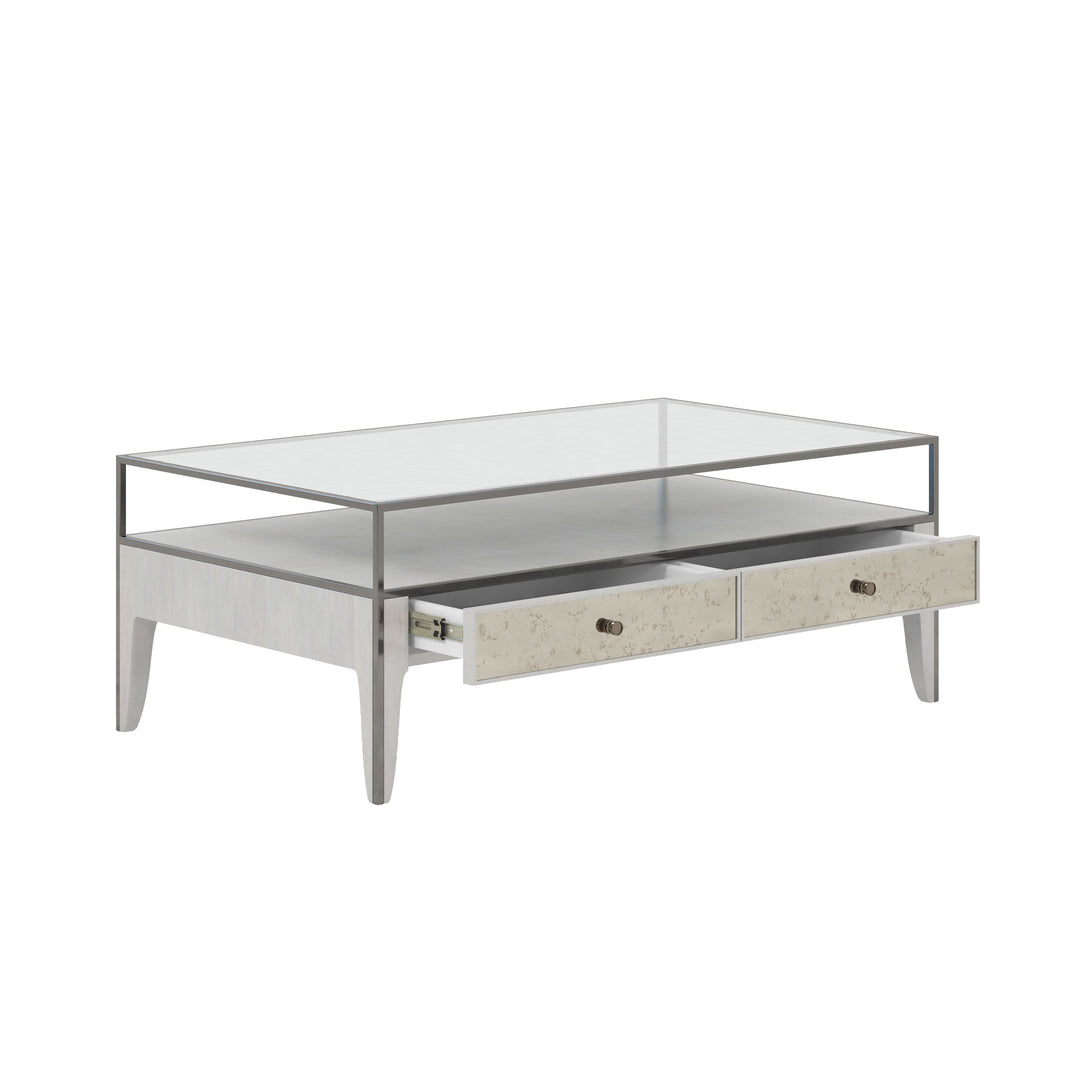 MEZZANINE Dove Grey Wood 2 Drawers Coffee Table