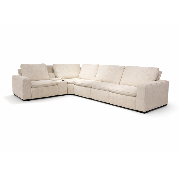 ELDRIC Beige Fabric Power Reclining Sectional Sofa