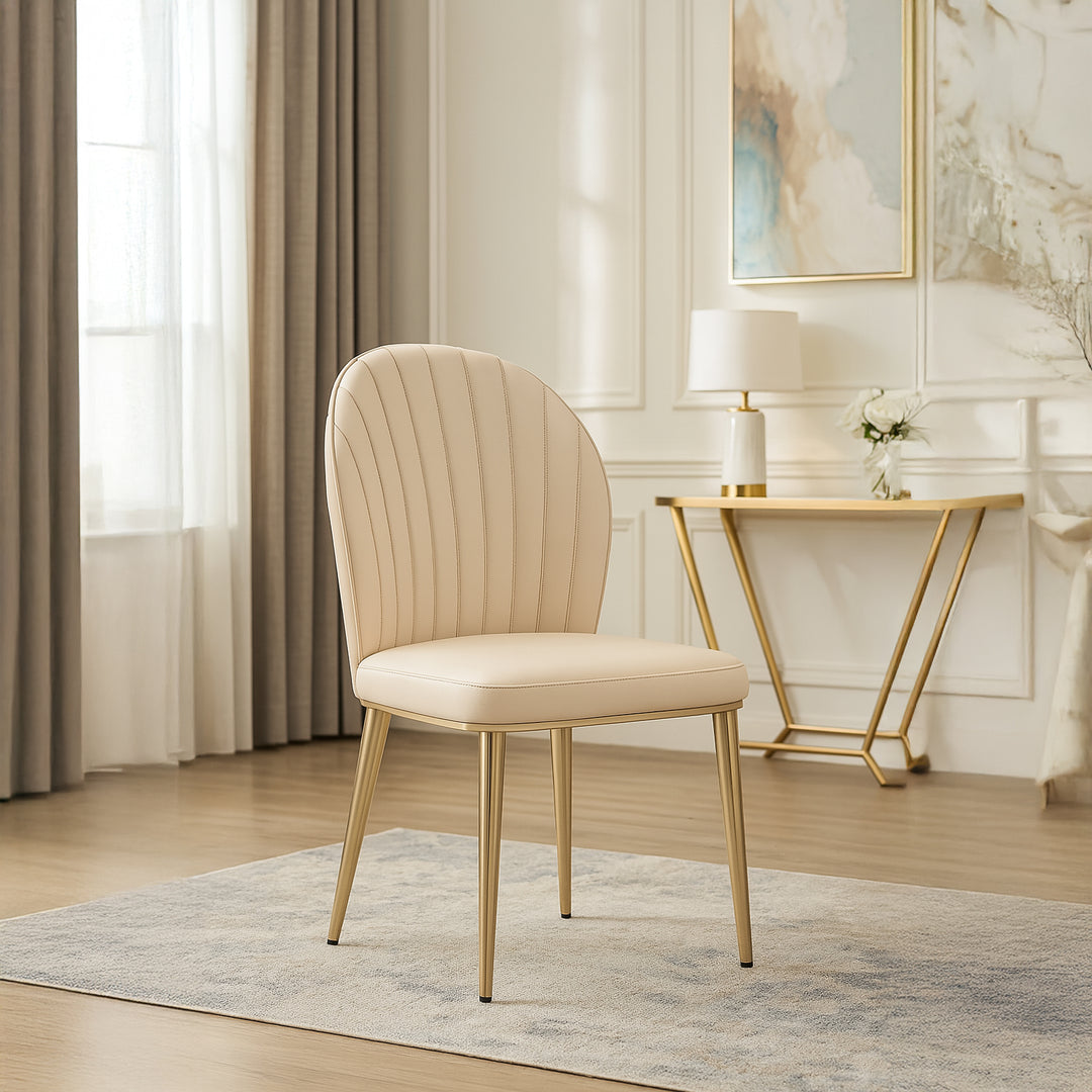 LUNARIA Beige Leatherette Dining Chair