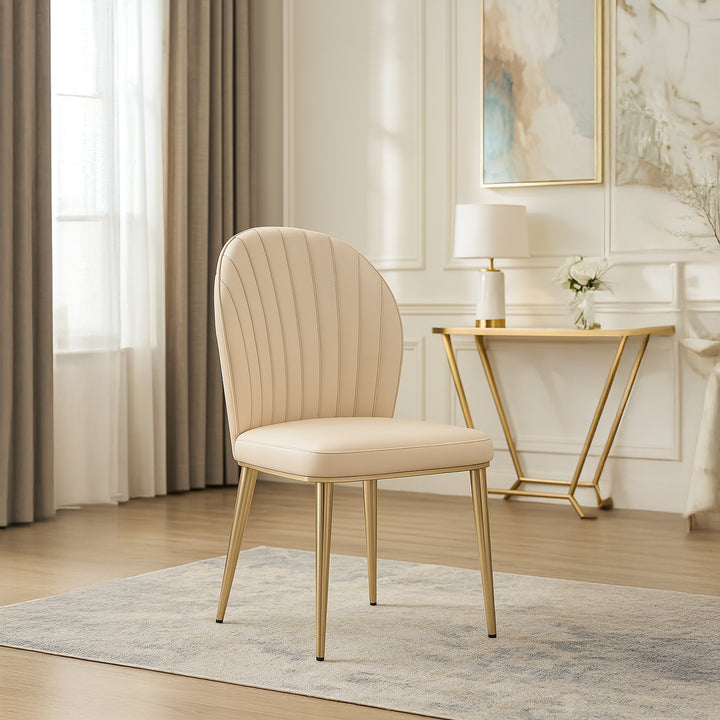 LUNARIA Beige Leatherette Dining Chair