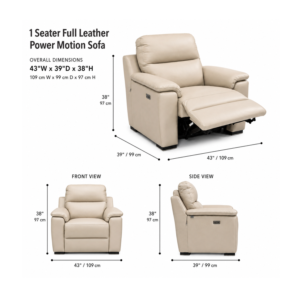 TAYLOR Full Leather Power Motion Sofa