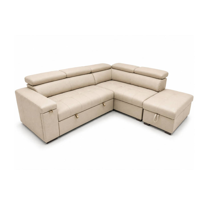 YUSRA Fabric Sectional Sofabed with Storage Beige Right