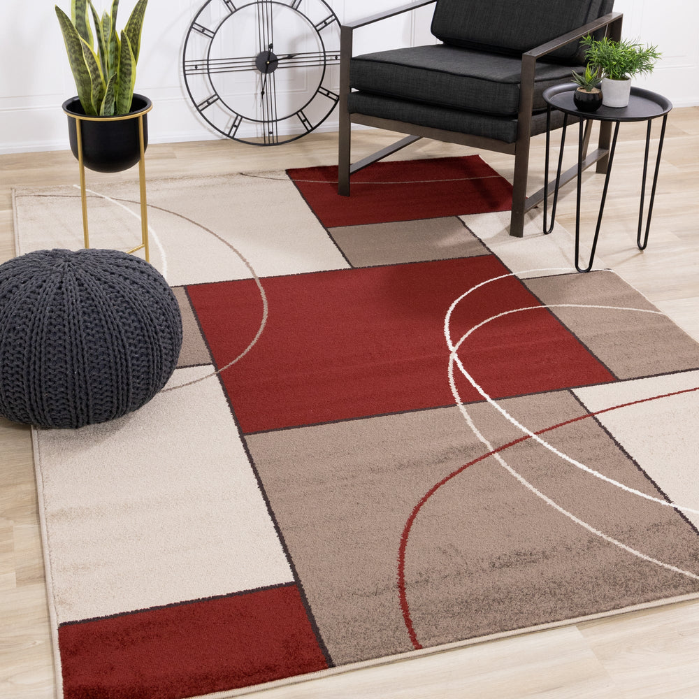 KYLIE Burgandy Beige, Shape Rug