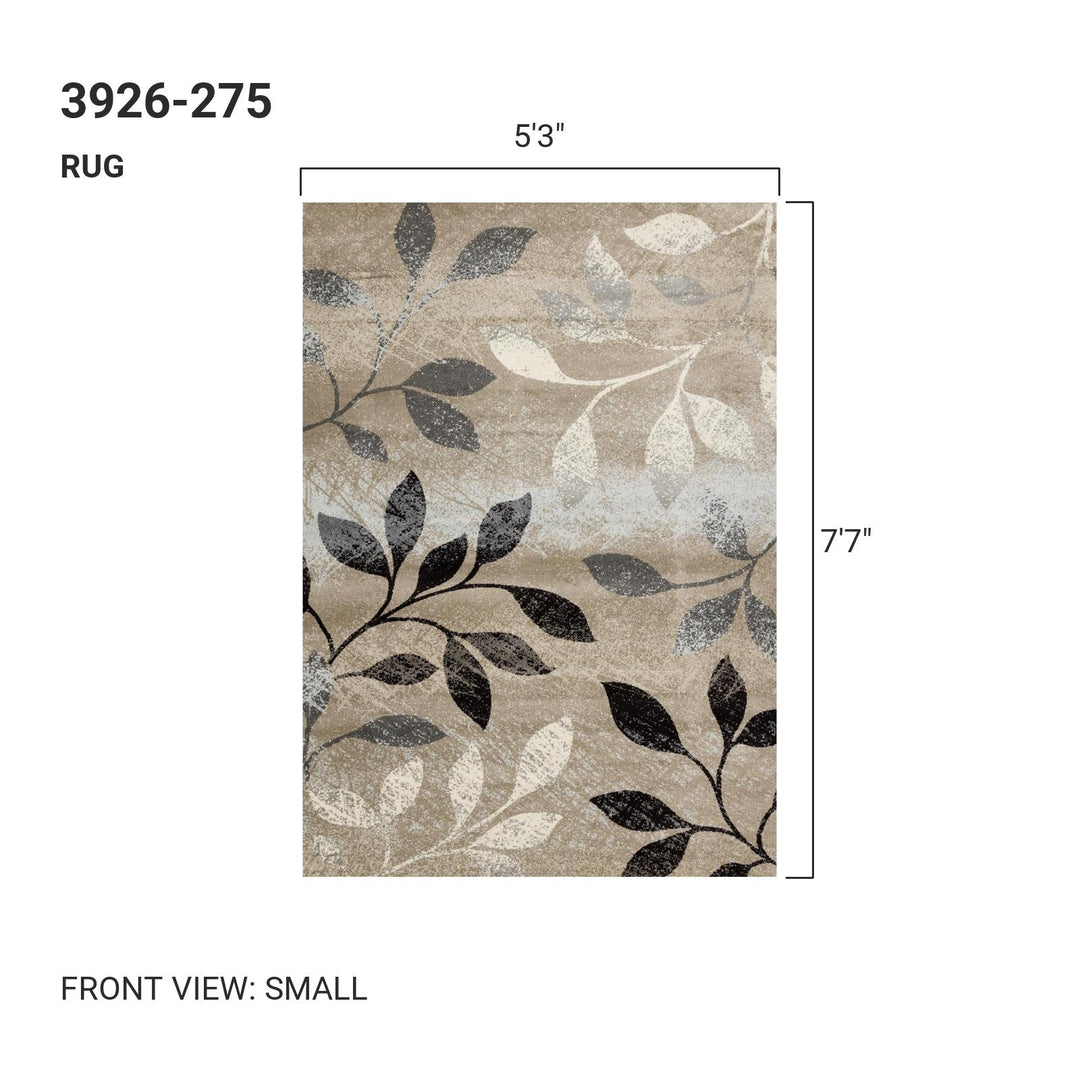 KYLIE Brown, Neutral Plant Rug