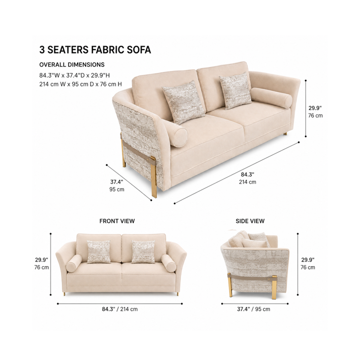 TATJANA 3 Seaters Fabric Sofa