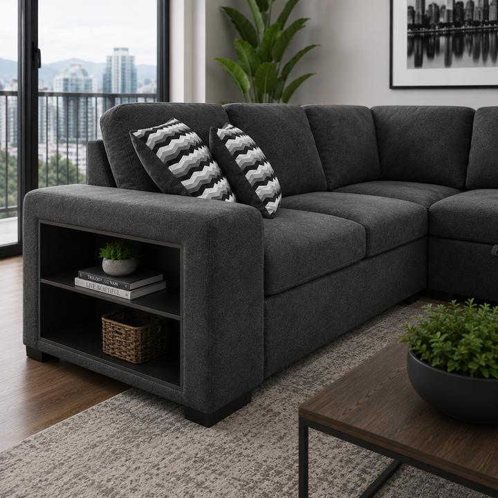 ALORA Stylish Dark Grey Sectional Sofabed