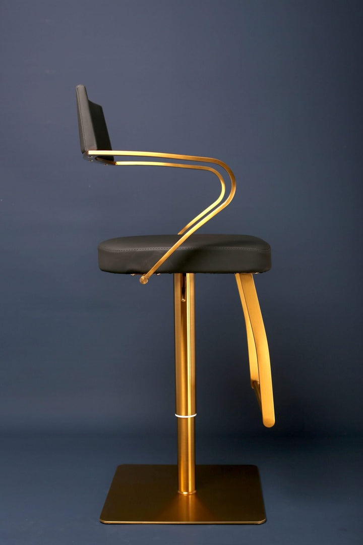 LEVI Curved Arm Leather Bar Stool
