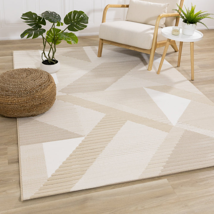 KATIE Beige White, Geometric Rug