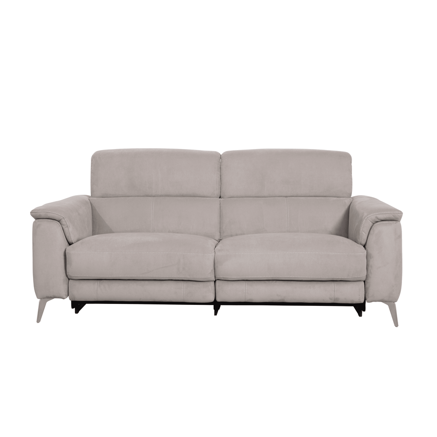 JENNY Power Motion 2.5 Seater Sofa Silver Gray Vegan Suede