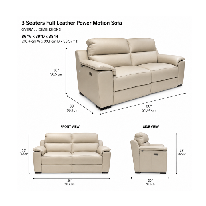 TAYLOR Full Leather Power Motion Sofa