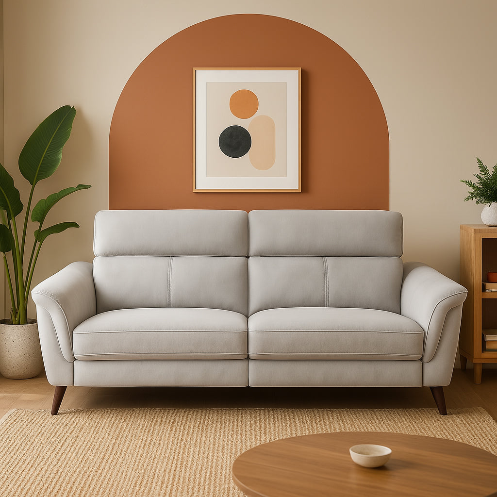 MARCELLIS Light Grey Power Motion Recliner Sofa with USB Port