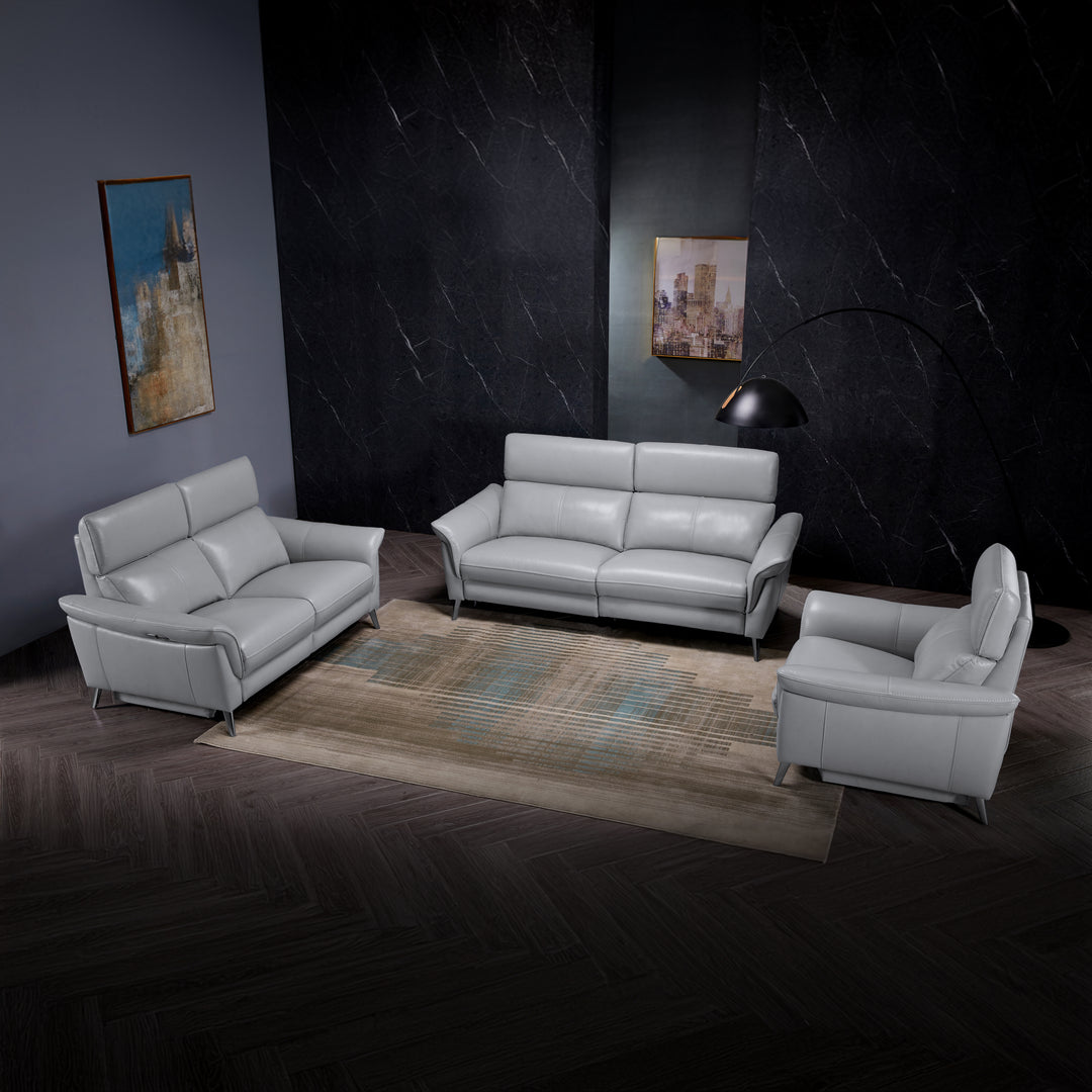 MARCELLIS Light Grey Power Motion Recliner Sofa with USB Port
