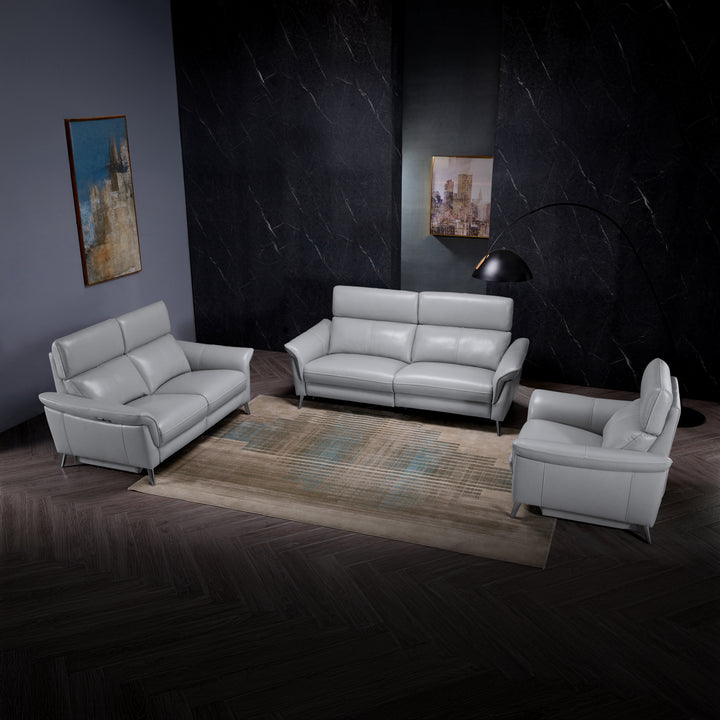MARCELLIS Light Grey Power Motion Recliner Sofa with USB Port