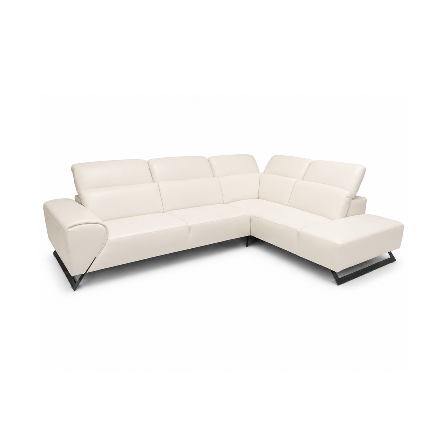 RICCI White Full Leather Sectional Sofa - Bellini
