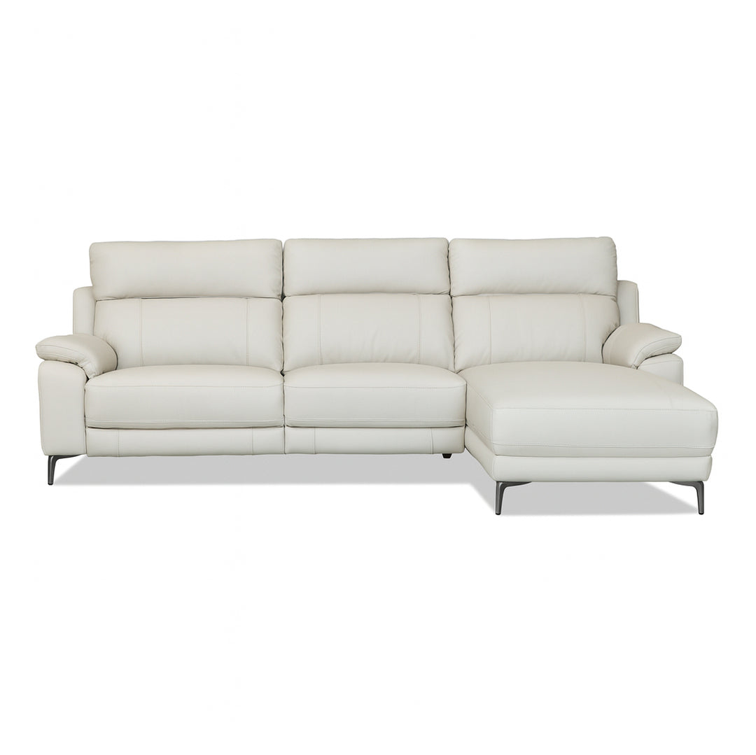 CASSIANO Alabaster Grey Leather Power Motion Sectional