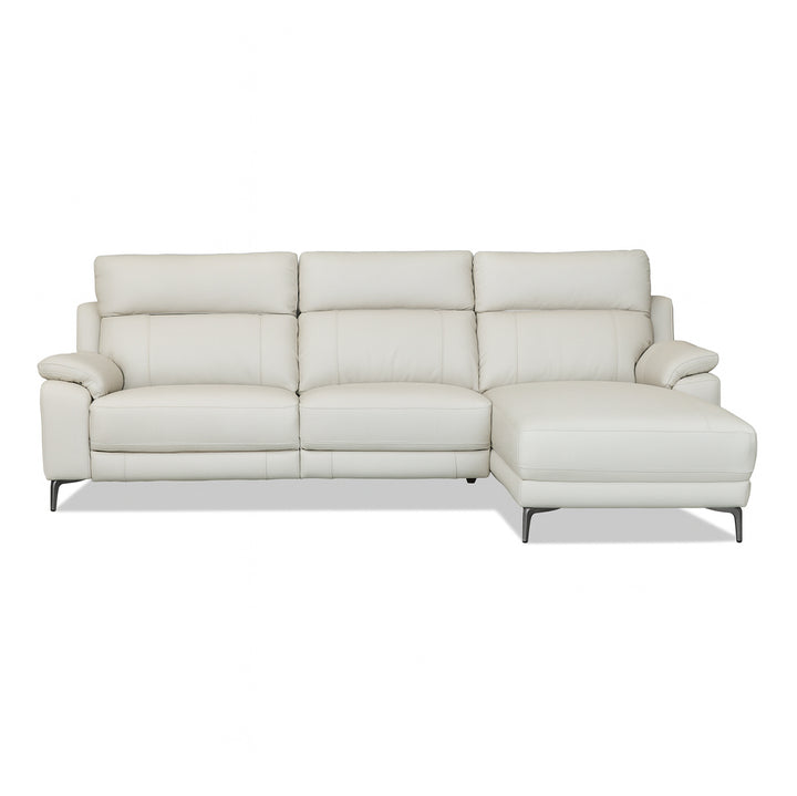 CASSIANO Alabaster Grey Leather Power Motion Sectional