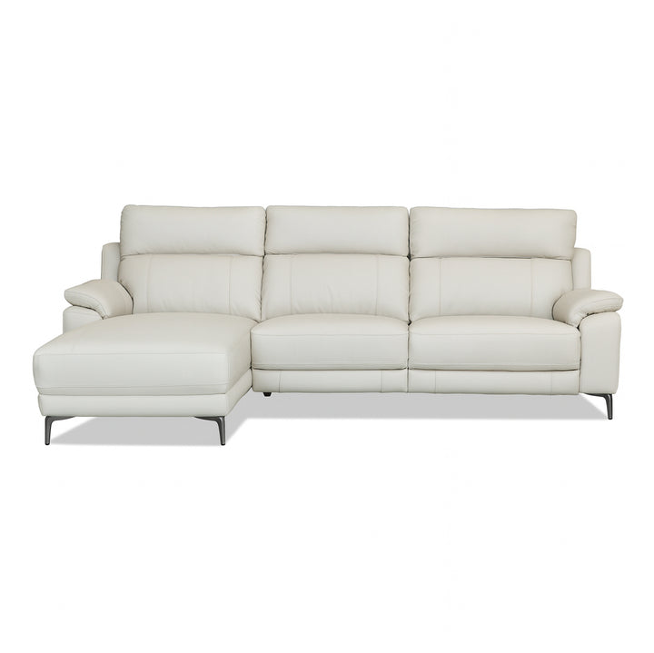CASSIANO Alabaster Grey Leather Power Motion Sectional