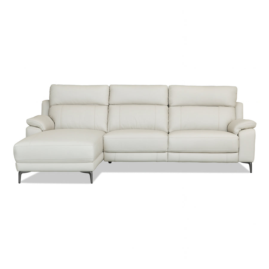 CASSIANO Alabaster Grey Leather Power Motion Sectional