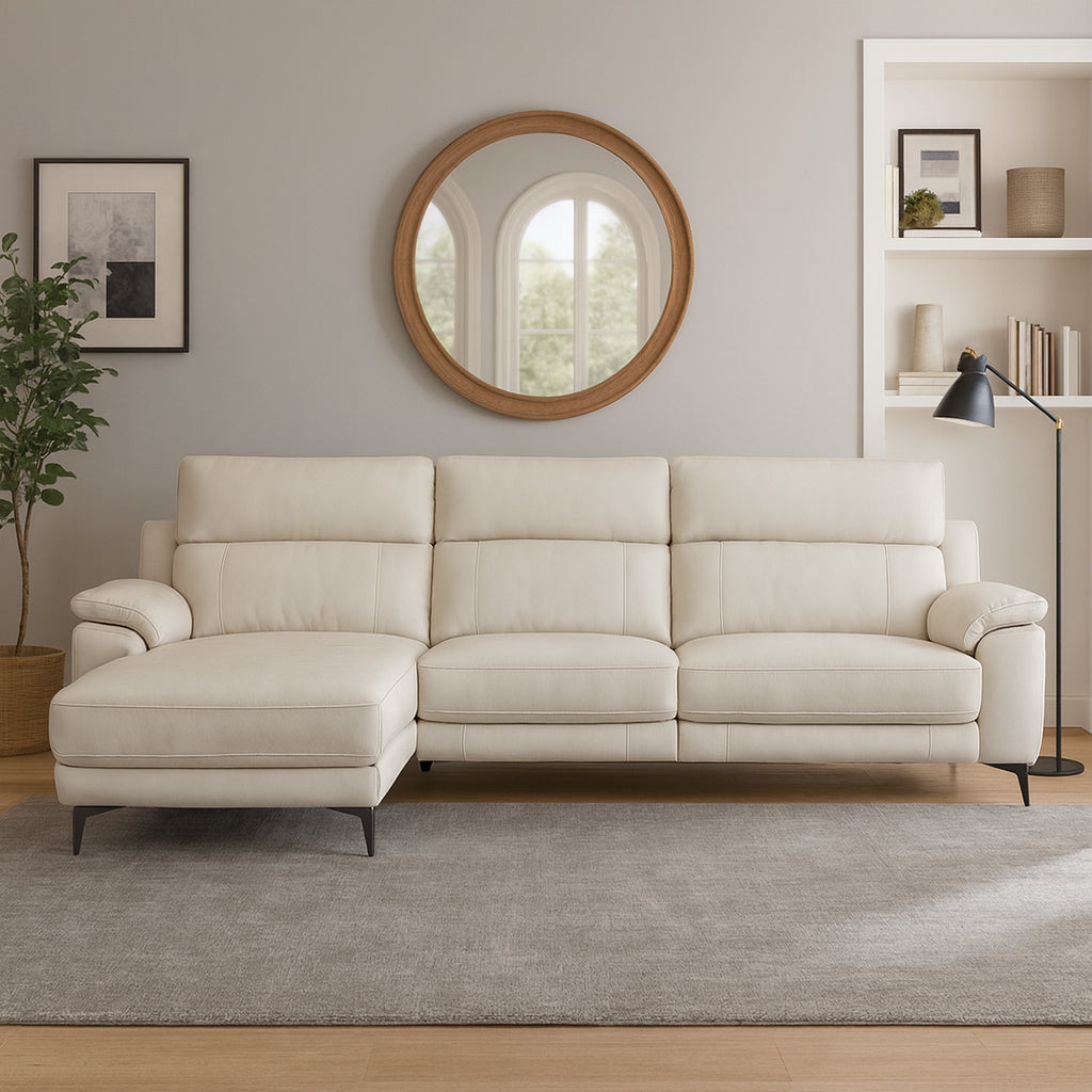 CASSIANO Alabaster Grey Leather Power Motion Sectional