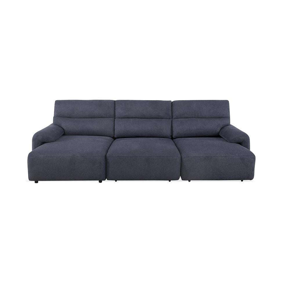 Dark grey modern sofa with plush cushions and a chaise extension on the right.