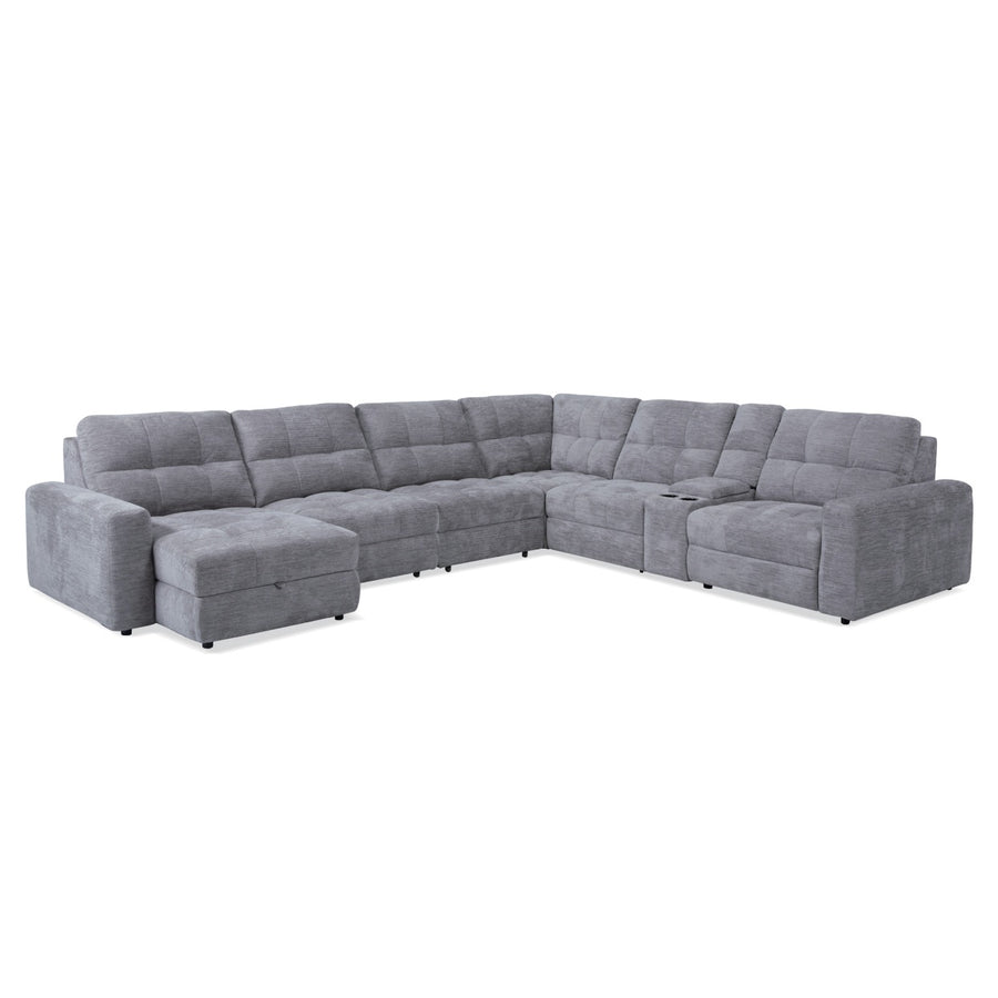MARCELLUS Fluffy Fossil Fabric Sectional Sofa