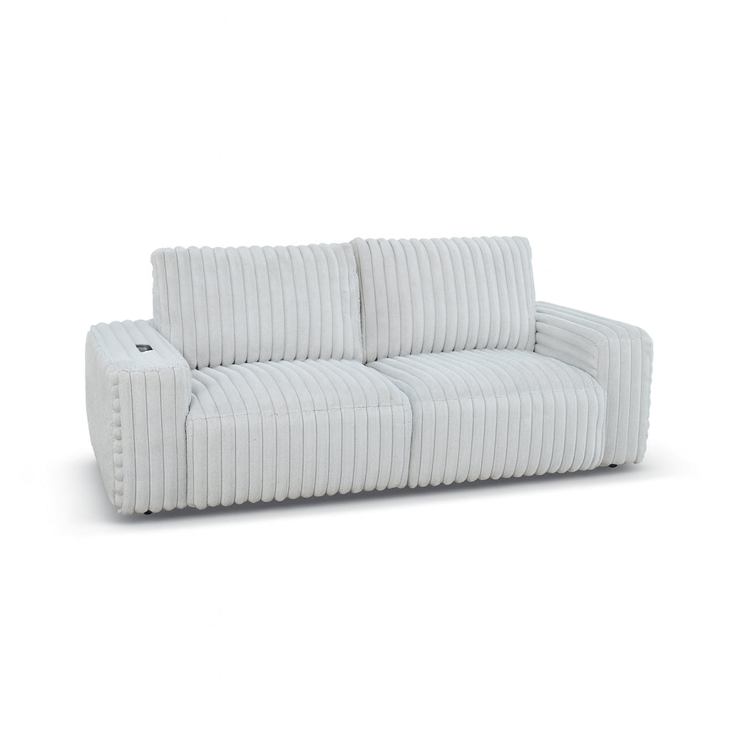 SAVIERO Modern Plush Fabric Sofa Bed with Storage & USB