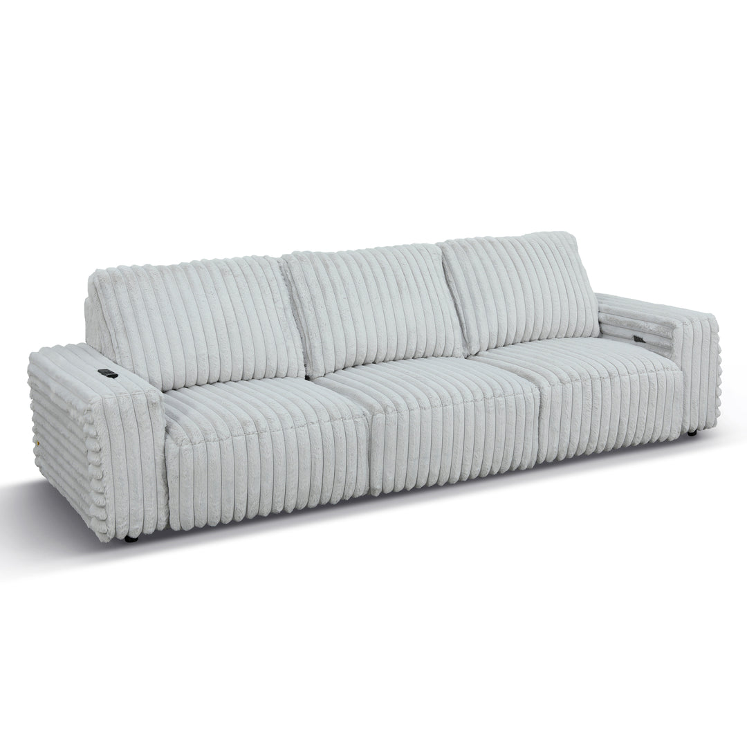 SAVIERO Modern Plush Fabric Sofa Bed with Storage & USB