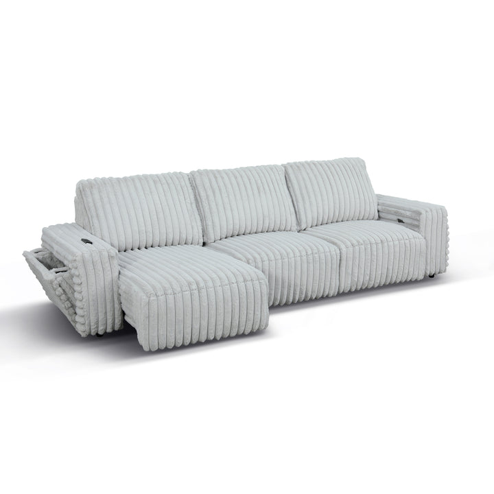 SAVIERO Modern Plush Fabric Sofa Bed with Storage & USB