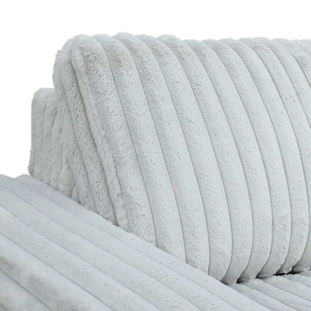 SAVIERO Modern Plush Fabric Sofa Bed with Storage & USB