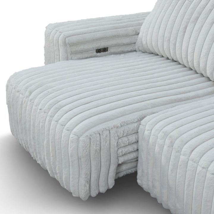 SAVIERO Modern Plush Fabric Sofa Bed with Storage & USB