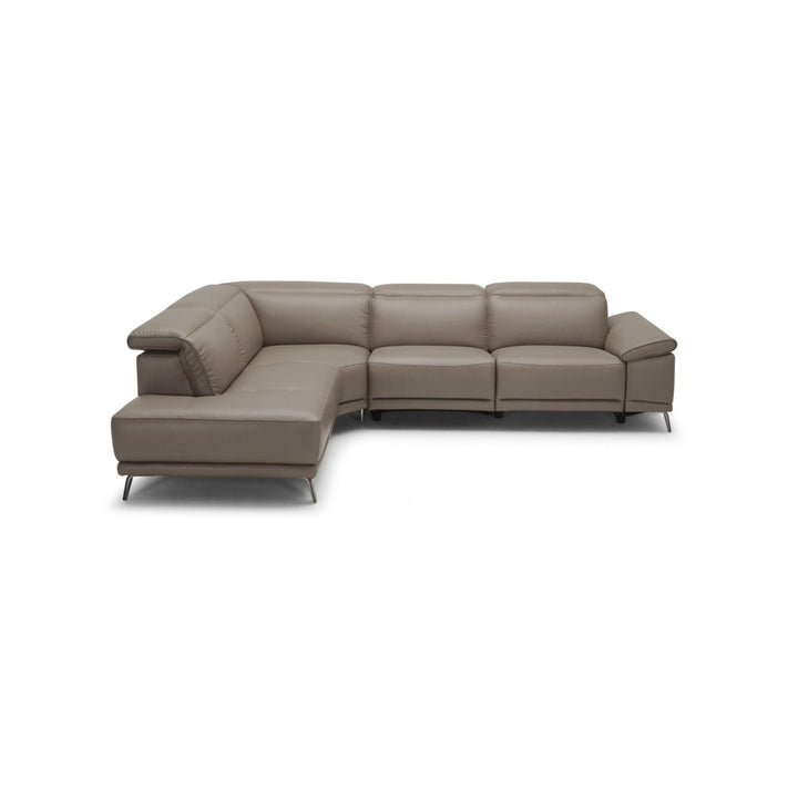 EASTON Leather Power Motion Sectional Brown Left