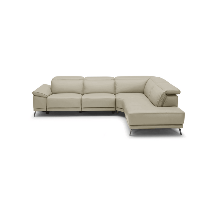 EASTON Leather Power Motion Sectional White Right