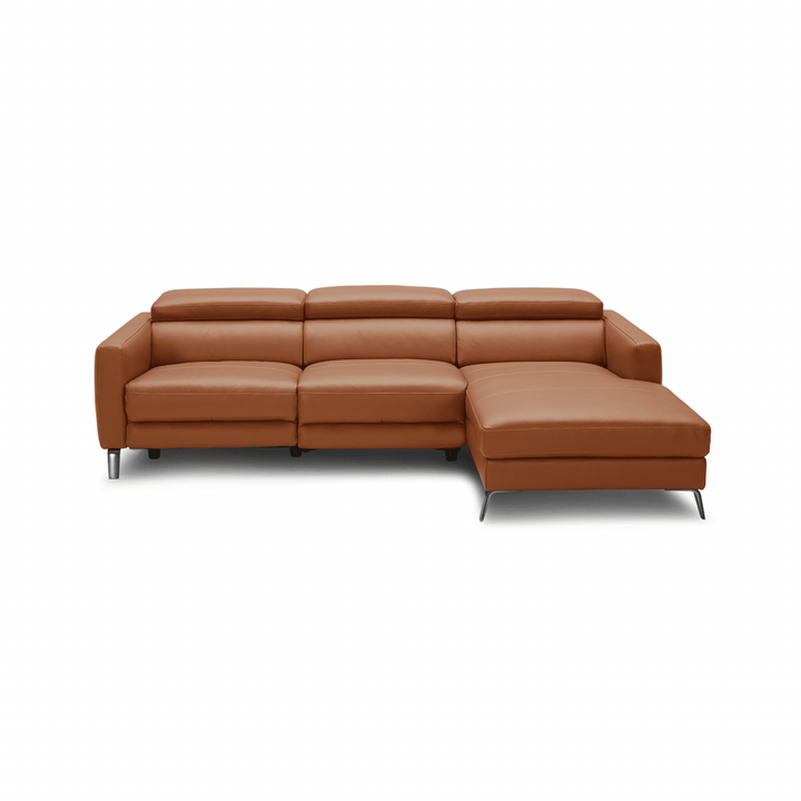MARIO Leather Adjustable Sectional Orange Right