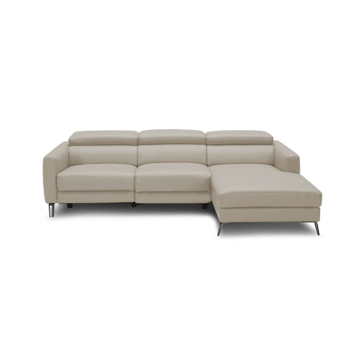 MARIO Leather Adjustable Sectional Light Grey Right