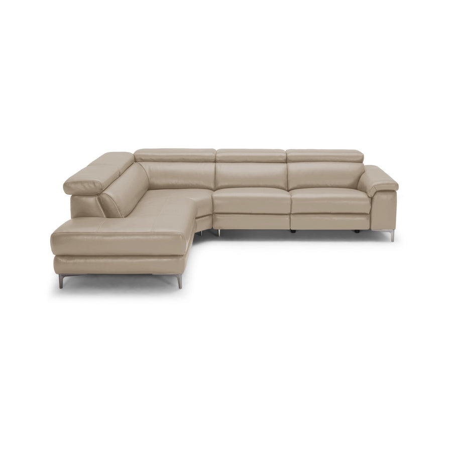 ZURICH Leather Power Motion Sectional Taupe Left