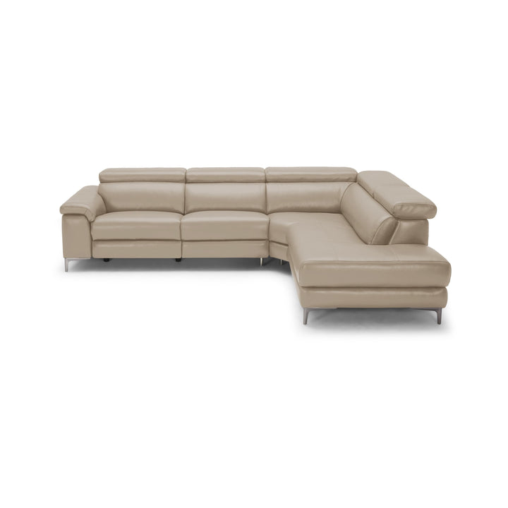 ZURICH Leather Power Motion Sectional Taupe Right