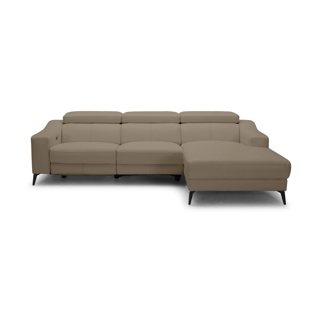 JORDAN Leather Power Motion Sectional Taupe Right