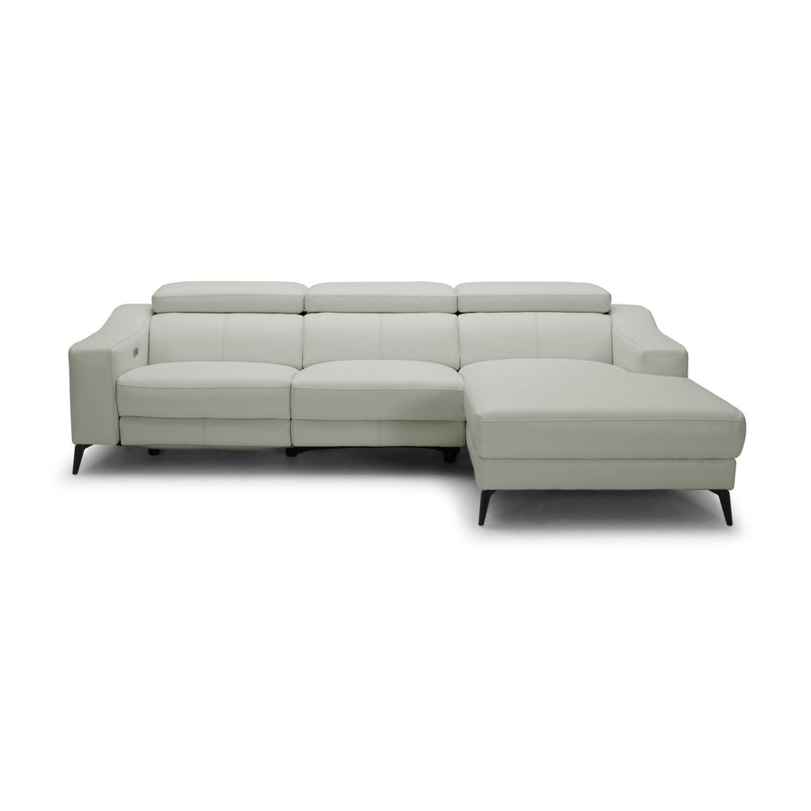 JORDAN Leather Power Motion Sectional Light Grey Right