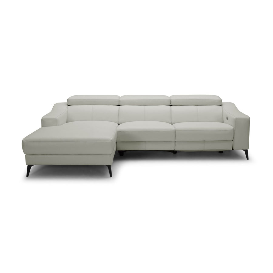 JORDAN Leather Power Motion Sectional Light Grey Left