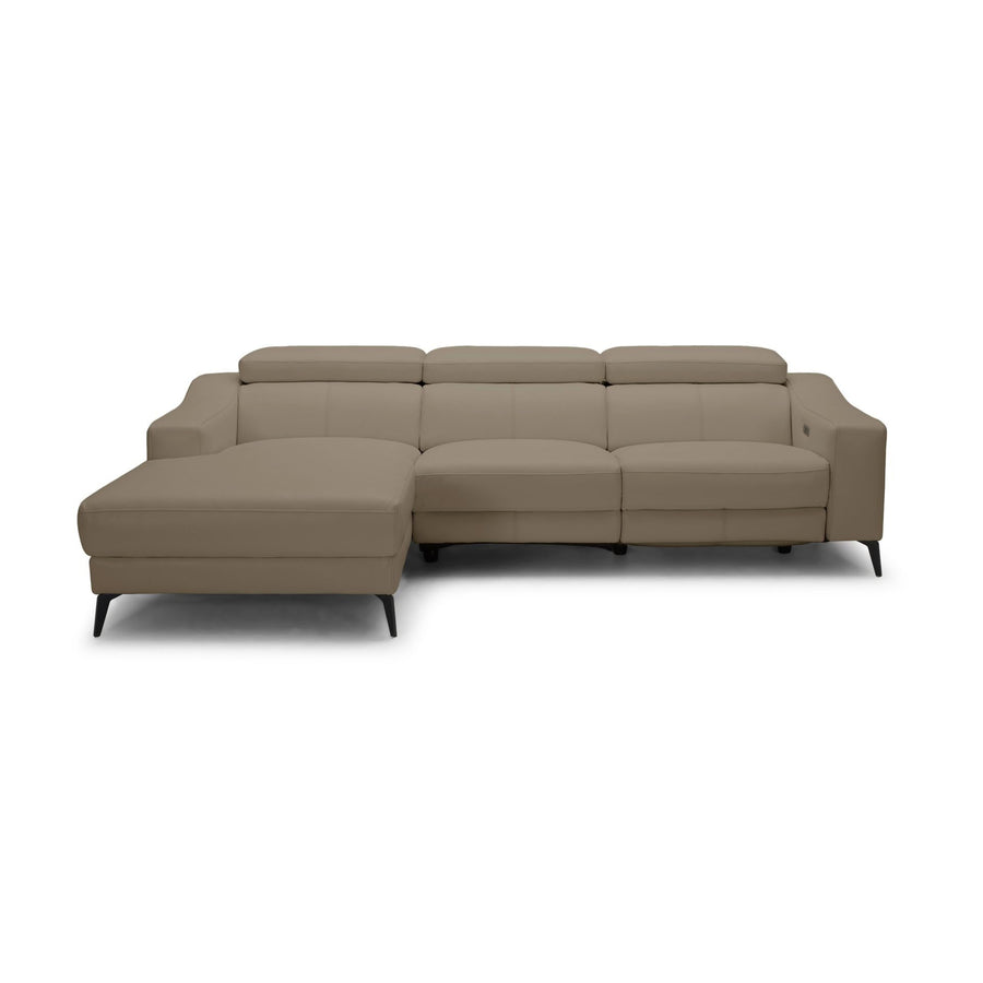 JORDAN Leather Power Motion Sectional Taupe Left
