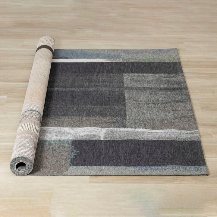 KATE Blue Brown Grey, Painted Rug