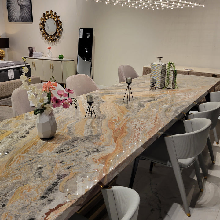 SATURN Venetian Wave Marble Dining Table - Stone International