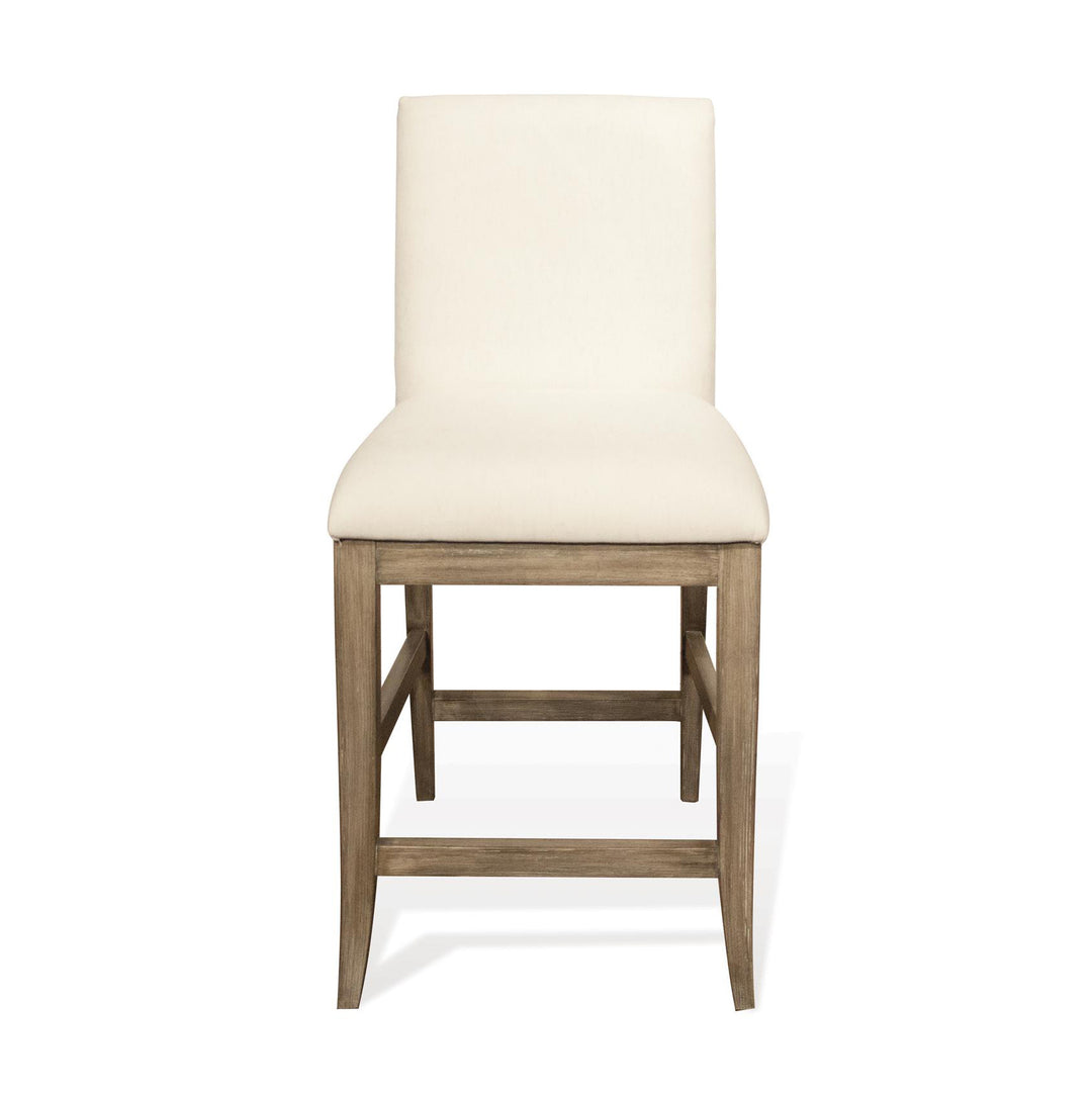 SOPHIE White Fabric & Wood Counter Stool