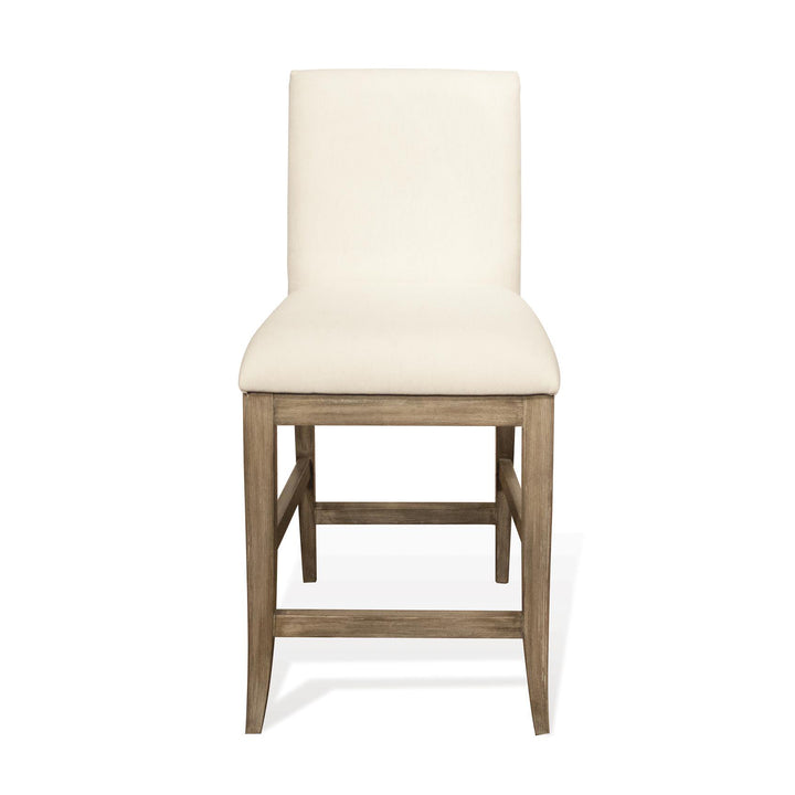 SOPHIE White Fabric & Wood Counter Stool