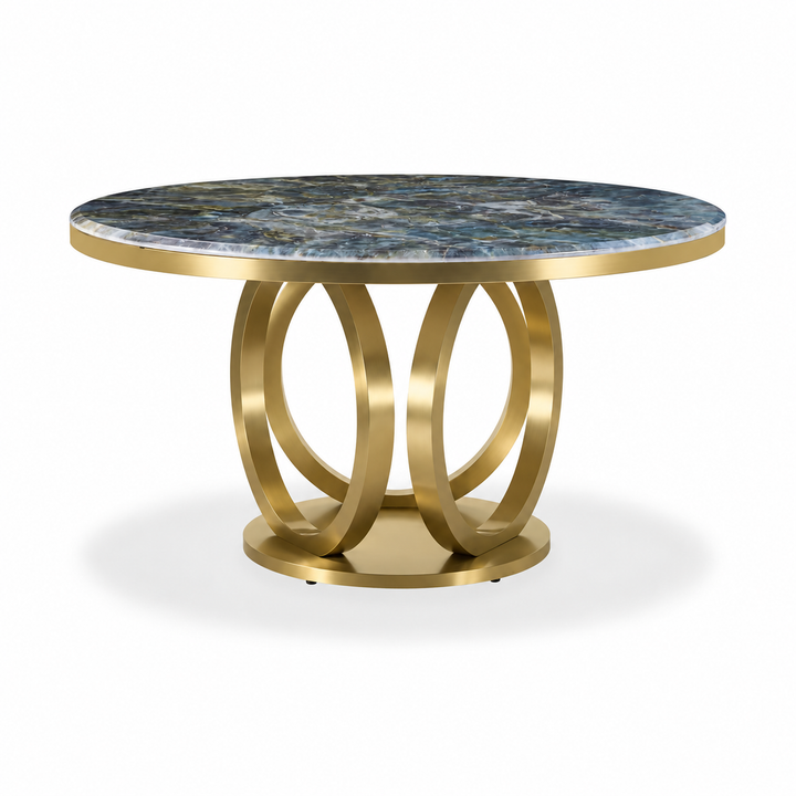 AURELIA Faux Marble Dining Table Gray 140cm
