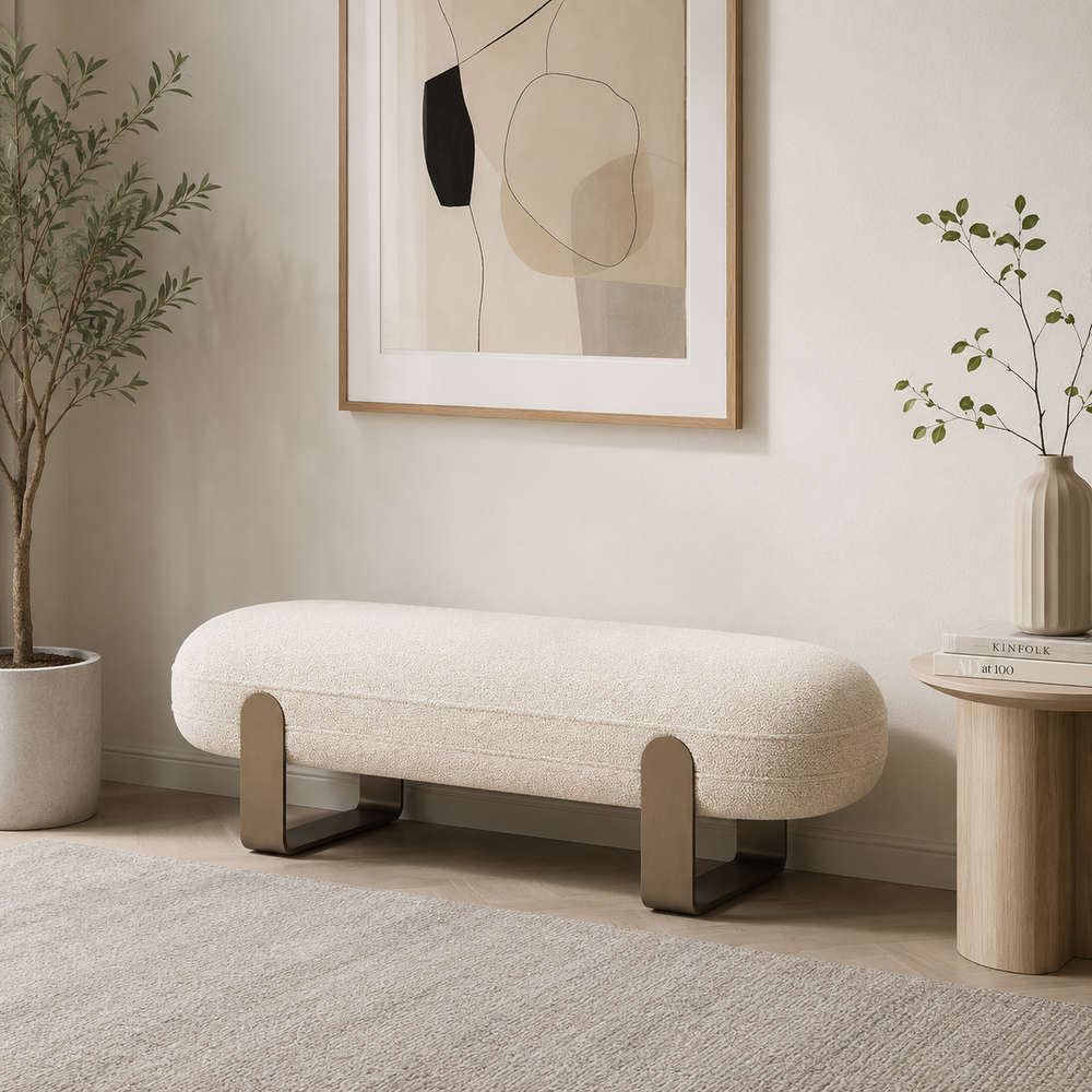 ULRIKA Bronze-Sled Fabric Bench